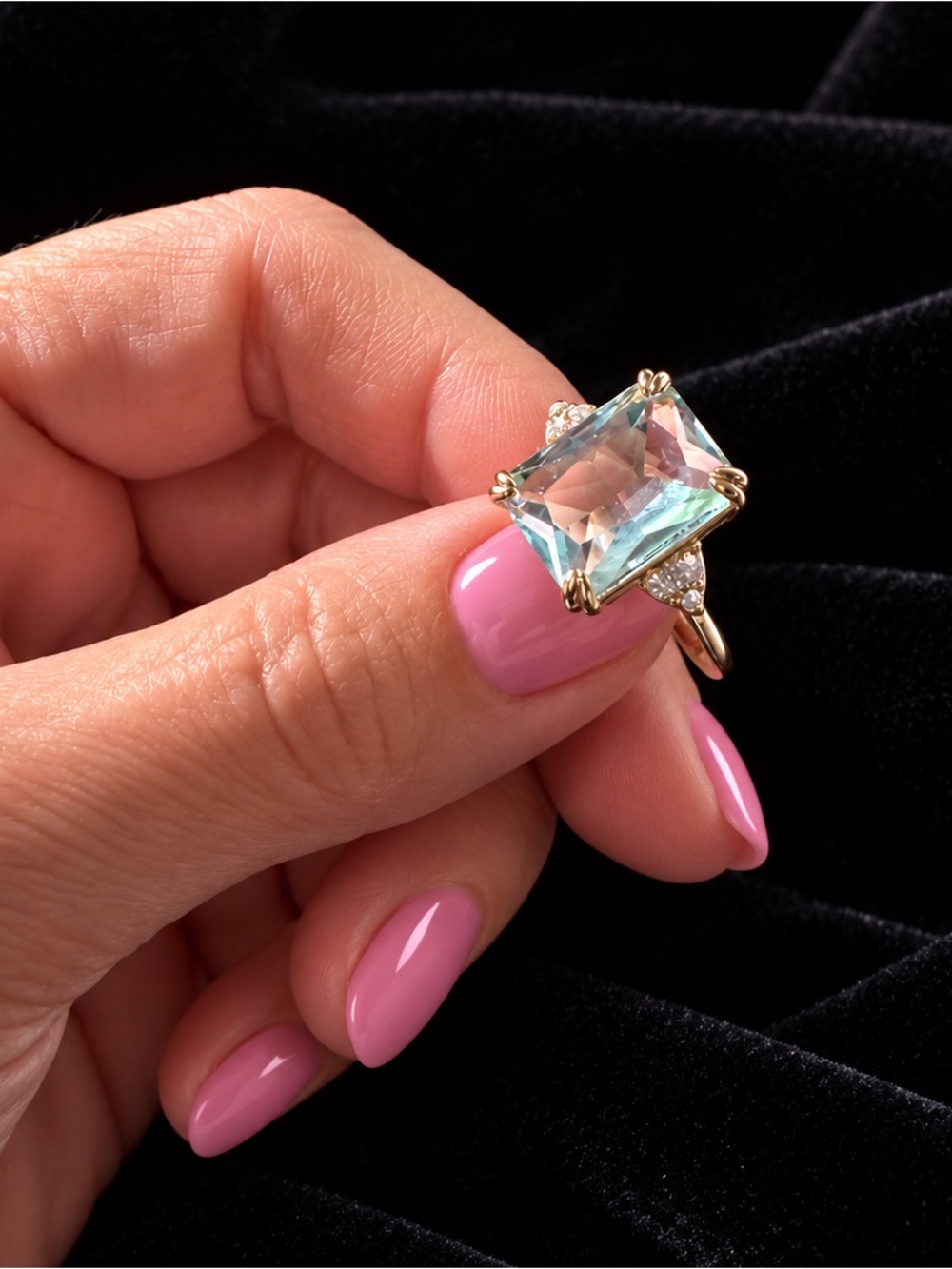 Silver and Topaz Blue Ring Size 7